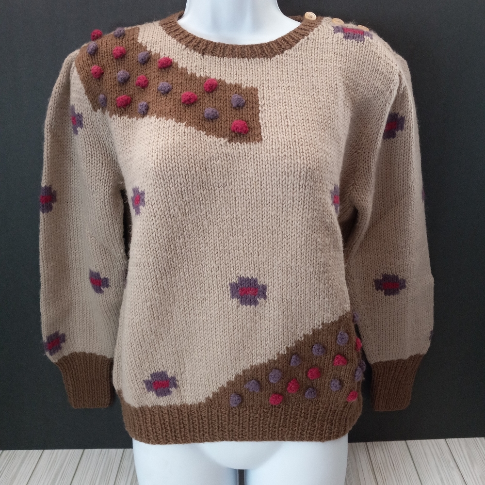 Vintage Emilio Rossi 100% Wool Knit Baubles Sweater